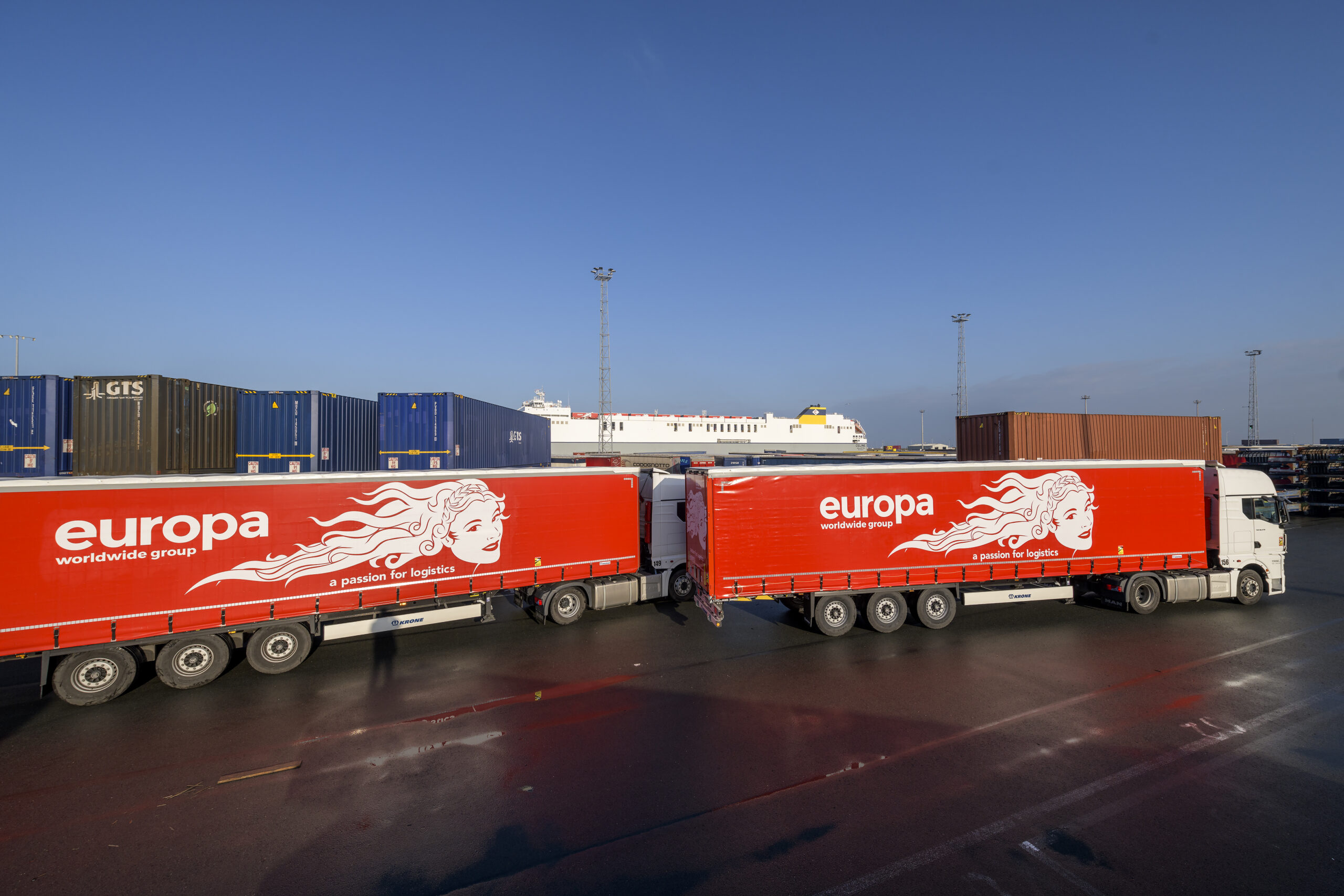 Europa trucks at Belgium port