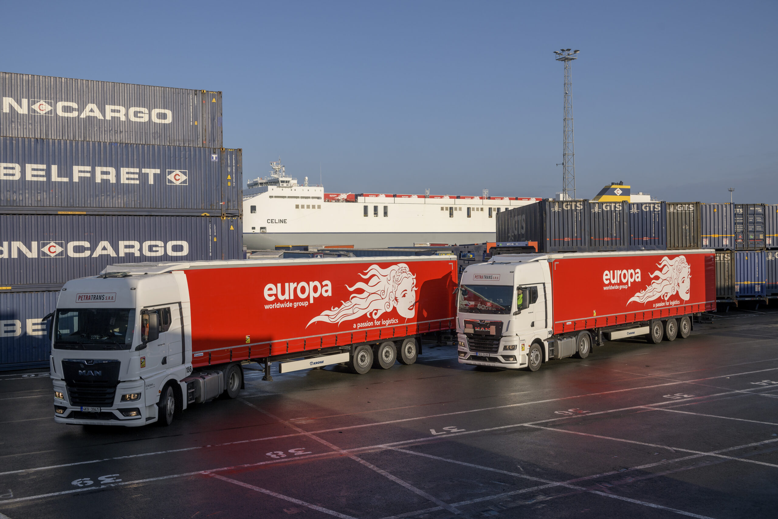 Europa trucks at Belgium port 